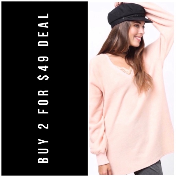 January Summer Sweaters - ❄️LAST1️⃣//BLUSH LACE SWEATER SWEATSHIRT
